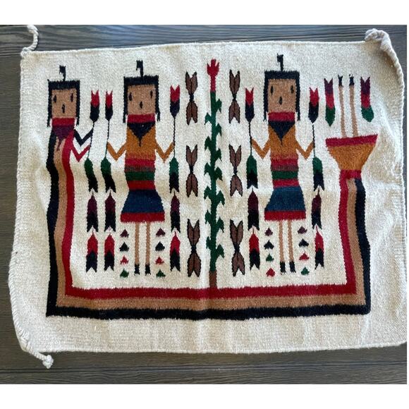 Vintage Tan Yei Navajo Style Rug Wall Hanging - Picture 14 of 16
